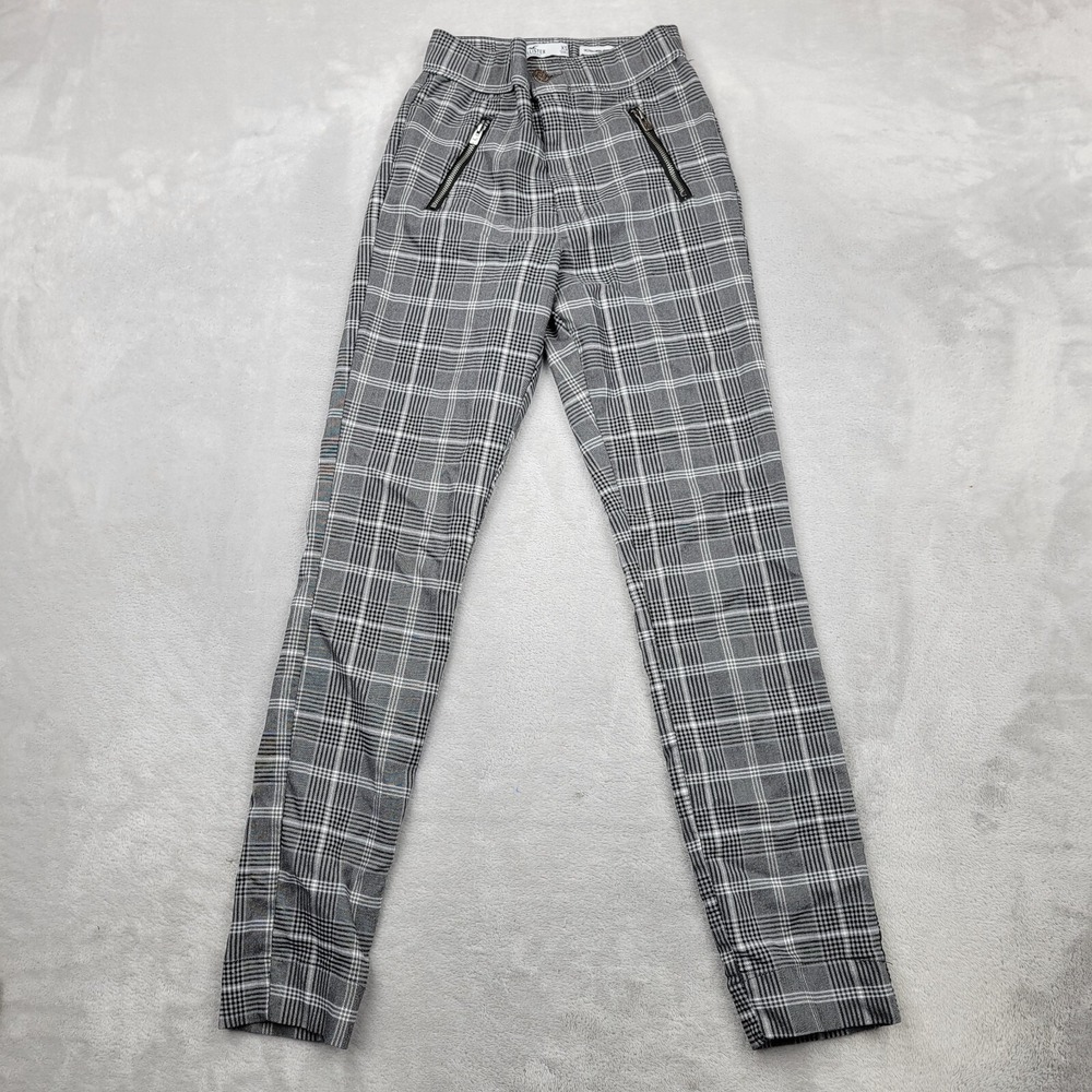 Hollister Pants Women Size XS Grey Plaid Skinny Ultra High Rise Work Extra Small